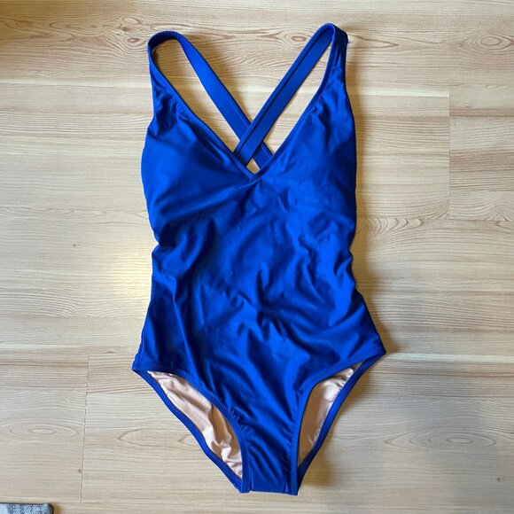NWT J.Crew V-neck cross-back one-piece swimsuit, 0 DD - Picture 2 of 5